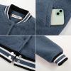 imageGRACE KARIN Girls Fleece Jacket Button Down Varsity Coat Fall Winter Baseball Outwear Clothes with Pocket for 714YGray Blue
