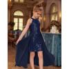 imageGRACE KARIN Girls Halter Neck Sequin Dress 614Y Kids Fancy Formal Party Christmas Sparkly Pageant Birthday DressesNavy Blue