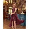 imageGRACE KARIN Girls Halter Neck Sequin Dress 614Y Kids Fancy Formal Party Christmas Sparkly Pageant Birthday DressesWine Red