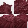 imageGRACE KARIN Girls Halter Neck Sequin Dress 614Y Kids Fancy Formal Party Christmas Sparkly Pageant Birthday DressesWine Red
