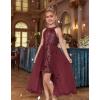 imageGRACE KARIN Girls Halter Neck Sequin Dress 614Y Kids Fancy Formal Party Christmas Sparkly Pageant Birthday DressesWine Red