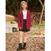 imageGRACE KARIN Girls Open Front Cardigan Long Sleeve Popcorn Knit Sweaters Outwear Coat with PocketsRed