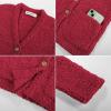 imageGRACE KARIN Girls Open Front Cardigan Long Sleeve Popcorn Knit Sweaters Outwear Coat with PocketsRed