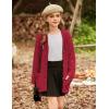 imageGRACE KARIN Girls Open Front Cardigan Long Sleeve Popcorn Knit Sweaters Outwear Coat with PocketsRed