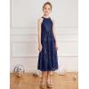 imageGRACE KARIN Girls Sequin Dress Formal Party Elegant Fancy Girls Maxi Long Dress for 514YNavy Blue