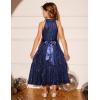 imageGRACE KARIN Girls Sequin Dress Formal Party Elegant Fancy Girls Maxi Long Dress for 514YNavy Blue
