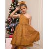 imageGRACE KARIN Girls Sequin Dress One Shoulder Wedding Party Gown with Hair Bow 512YMustard Yellow