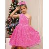 imageGRACE KARIN Girls Sequin Dress One Shoulder Wedding Party Gown with Hair Bow 512YSoft Pink Iridescent