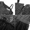imageGRACE KARIN Girls Sequin Formal Dress Sequin Pageant Wedding Guest Dresses Birthday Fancy One Shoulder Dress Size 614Black Silver