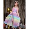 imageGRACE KARIN Girls Sequin Formal Dress Sequin Pageant Wedding Guest Dresses Birthday Fancy One Shoulder Dress Size 614Rainbow Color