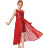 imageGRACE KARIN Girls Sequin Formal Dress Sequin Pageant Wedding Guest Dresses Birthday Fancy One Shoulder Dress Size 614Red