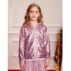 imageGRACE KARIN Girls Sequin Jacket Kids Bomber Zip Outwear Sparkle Fall Costume Top Dress Coat Size 514Peach Pink