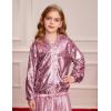 imageGRACE KARIN Girls Sequin Jacket Kids Bomber Zip Outwear Sparkle Fall Costume Top Dress Coat Size 514Peach Pink