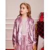 imageGRACE KARIN Girls Sequin Jacket Kids Bomber Zip Outwear Sparkle Fall Costume Top Dress Coat Size 514Peach Pink