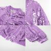 imageGRACE KARIN Girls Sequin Jacket Kids Bomber Zip Outwear Sparkle Fall Costume Top Dress Coat Size 514Purple