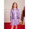 imageGRACE KARIN Girls Sequin Jacket Kids Bomber Zip Outwear Sparkle Fall Costume Top Dress Coat Size 514Purple