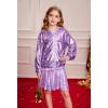 imageGRACE KARIN Girls Sequin Jacket Kids Bomber Zip Outwear Sparkle Fall Costume Top Dress Coat Size 514Purple