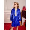 imageGRACE KARIN Girls Sequin Jacket Kids Bomber Zip Outwear Sparkle Fall Costume Top Dress Coat Size 514Royal Blue