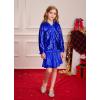 imageGRACE KARIN Girls Sequin Jacket Kids Bomber Zip Outwear Sparkle Fall Costume Top Dress Coat Size 514Royal Blue