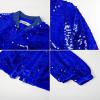 imageGRACE KARIN Girls Sequin Jacket Kids Bomber Zip Outwear Sparkle Fall Costume Top Dress Coat Size 514Royal Blue