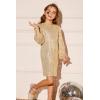 imageGRACE KARIN Girls Sparkly Sequin Formal Dress Long Sleeve Bodycon Fancy Party Dress 514YGold