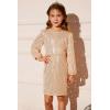 imageGRACE KARIN Girls Sparkly Sequin Formal Dress Long Sleeve Bodycon Fancy Party Dress 514YRose Gold
