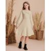 imageGRACE KARIN Girls Sweater Dress Bow Collar Pleated Skirt 614Y Back to School Outfit Knit Fall Winter DressApricot