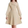 imageGRACE KARIN Girls Sweater Dress Bow Collar Pleated Skirt 614Y Back to School Outfit Knit Fall Winter DressApricot