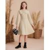 imageGRACE KARIN Girls Sweater Dress Bow Collar Pleated Skirt 614Y Back to School Outfit Knit Fall Winter DressApricot
