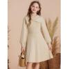 imageGRACE KARIN Girls Sweater Dress Bow Collar Pleated Skirt 614Y Back to School Outfit Knit Fall Winter DressApricot