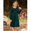 imageGRACE KARIN Girls Sweater Dress Bow Collar Pleated Skirt 614Y Back to School Outfit Knit Fall Winter DressDark Green