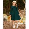imageGRACE KARIN Girls Sweater Dress Bow Collar Pleated Skirt 614Y Back to School Outfit Knit Fall Winter DressDark Green