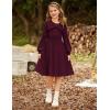 imageGRACE KARIN Girls Sweater Dress Bow Collar Pleated Skirt 614Y Back to School Outfit Knit Fall Winter DressDark Red