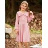 imageGRACE KARIN Girls Sweater Dress Bow Collar Pleated Skirt 614Y Back to School Outfit Knit Fall Winter DressLight Pink