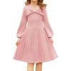 imageGRACE KARIN Girls Sweater Dress Bow Collar Pleated Skirt 614Y Back to School Outfit Knit Fall Winter DressLight Pink