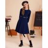 imageGRACE KARIN Girls Sweater Dress Bow Collar Pleated Skirt 614Y Back to School Outfit Knit Fall Winter DressNavy Blue