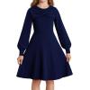imageGRACE KARIN Girls Sweater Dress Bow Collar Pleated Skirt 614Y Back to School Outfit Knit Fall Winter DressNavy Blue