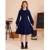 imageGRACE KARIN Girls Sweater Dress Bow Collar Pleated Skirt 614Y Back to School Outfit Knit Fall Winter DressNavy Blue