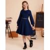 imageGRACE KARIN Girls Sweater Dress Bow Collar Pleated Skirt 614Y Back to School Outfit Knit Fall Winter DressNavy Blue