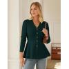 imageGRACE KARIN Long Sleeve Cardigan Sweaters for Women Button Up Knit Blazer Lightweight Business Casual Peplum TopsDark Green