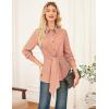 imageGRACE KARIN Peplum Tops for Women Tie Front Striped Button Down Shirt Collared Long Sleeve Business Casual Work Office BlouseOrange