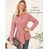 imageGRACE KARIN Peplum Tops for Women Tie Front Striped Button Down Shirt Collared Long Sleeve Business Casual Work Office BlouseRed