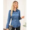 imageGRACE KARIN Satin Blouses for Women Long Sleeve Business Shirt Work Dressy Casual Tops Professional Office OutfitBlue