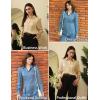 imageGRACE KARIN Satin Blouses for Women Long Sleeve Business Shirt Work Dressy Casual Tops Professional Office OutfitBlue