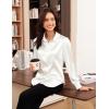 imageGRACE KARIN Satin Blouses for Women Long Sleeve Business Shirt Work Dressy Casual Tops Professional Office OutfitWhite