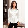 imageGRACE KARIN Satin Blouses for Women Long Sleeve Business Shirt Work Dressy Casual Tops Professional Office OutfitWhite