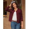imageGRACE KARIN Women 2025 Tweed Cardigan Sweaters Casual Lightweight Cropped Cardigan Early Fall Fashion Knit Blazer OutfitsBurgundy Red