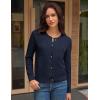 imageGRACE KARIN Women 2025 Tweed Cardigan Sweaters Casual Lightweight Cropped Cardigan Early Fall Fashion Knit Blazer OutfitsNavy Blue
