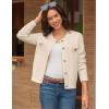 imageGRACE KARIN Women 2025 Tweed Cardigan Sweaters Casual Lightweight Cropped Cardigan Early Fall Fashion Knit Blazer OutfitsWhite