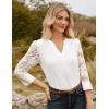 imageGRACE KARIN Women Blouses Dressy Casual 34 Lace Sleeve Tops Business Work Office Shirts 2025 Fall OutfitsWhite